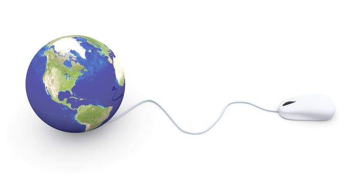 3D rendered Illustration. A ethernet connected globe.