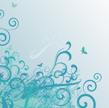 light blue vector background with butterflies