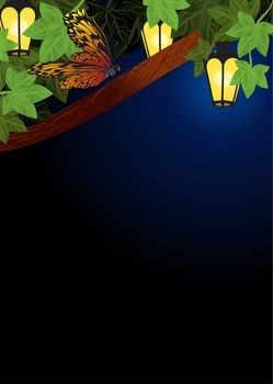 spring and summer garden lanterns lamps  night decor vector