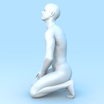 Symvolic 3D rendered illustration of a generic male human meditating in the dragon seat asana.