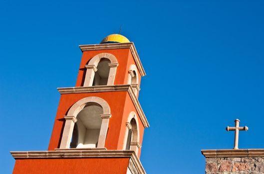Detail of a Mexican church, brilliant colours