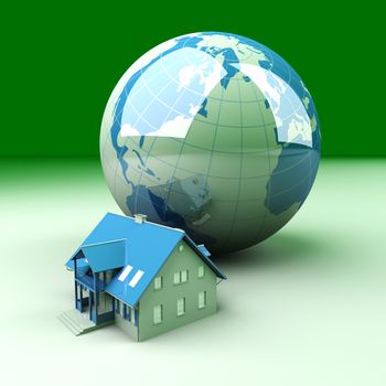 Real estate arround the World. 3D rendered Illustration. 