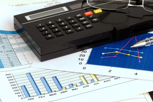 Business Analysis with graphic chart and calculator