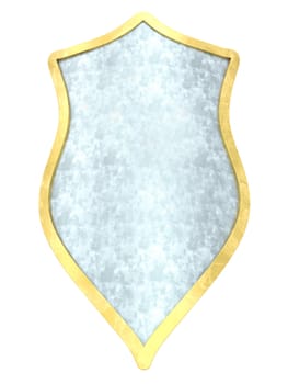 3D rendered Illustration. A fantasy metal shield.