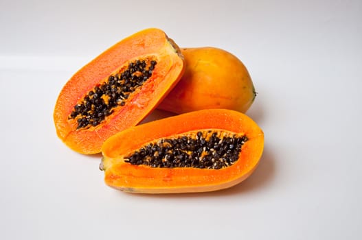 papaya on white background