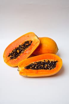 papaya on white background