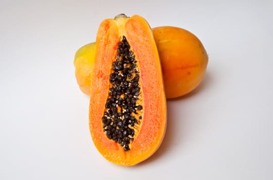 papaya on white background