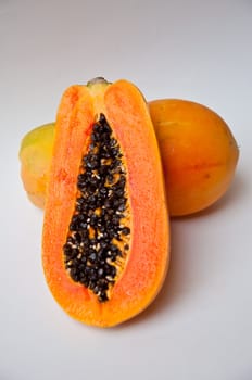 papaya on white background