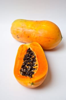 papaya on white background