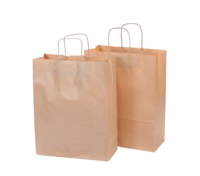 Two ecological paper bags on the white background