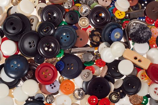 Many different sized and shaped buttons 