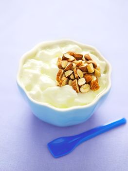 close up of a bowl of yogurt