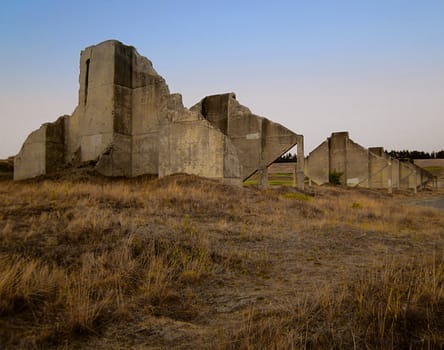 A photograph of old industrial ruins.