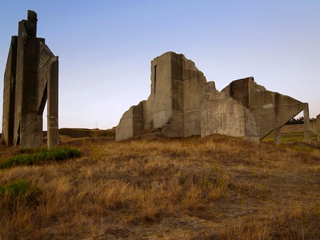 A photograph of old industrial ruins.