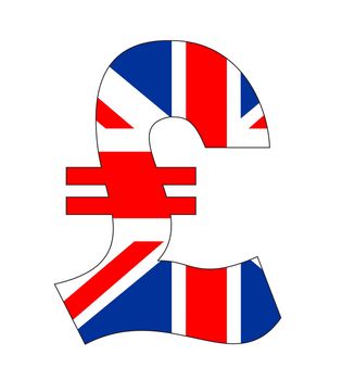 very big size united kingdom pound symbol with flag