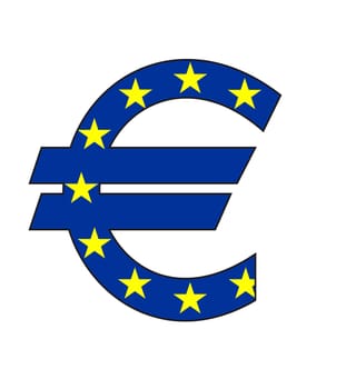 very big size european union euro symbol with flag