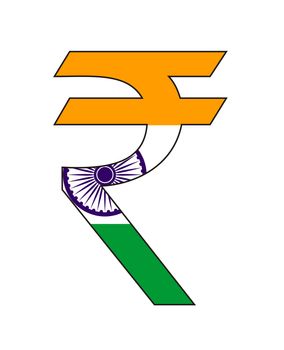 very big size india rupee symbol with flag