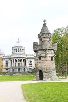 The fortress tower in a park in Brussels