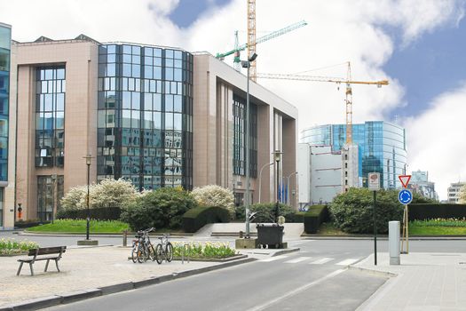 New buildings in Brussels. The European Parliament, Belgium