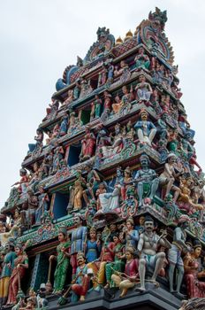Detail of the Hindu Sri Mariamman Temple in Singapore