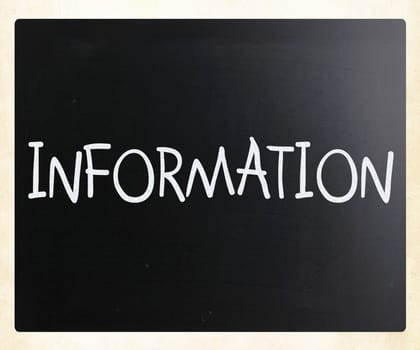 "Information" handwritten with white chalk on a blackboard