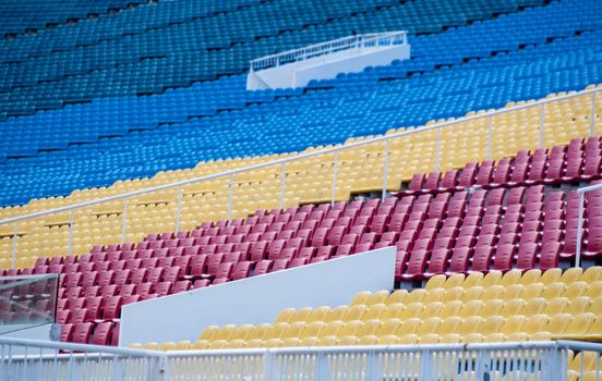 Colourful tribunes along the Formula One race course in Singapore
