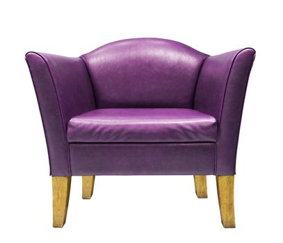 Purple  armchair isolated on white background