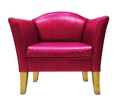 Red armchair isolated on white background