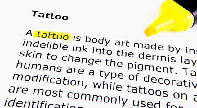 Text highlighted in yellow with felt tip pen