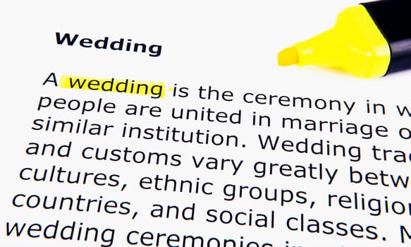 Text highlighted in yellow with felt tip pen