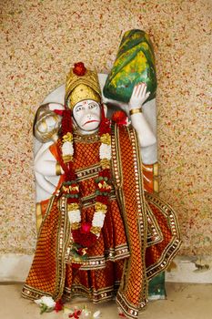 Hanuman idol at Dhatva Temple worshiped by hindus as the monkey warrior