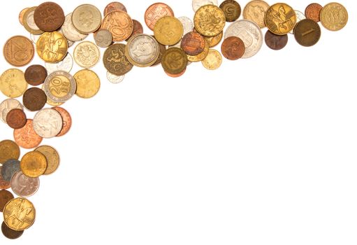Coins, isolated against background