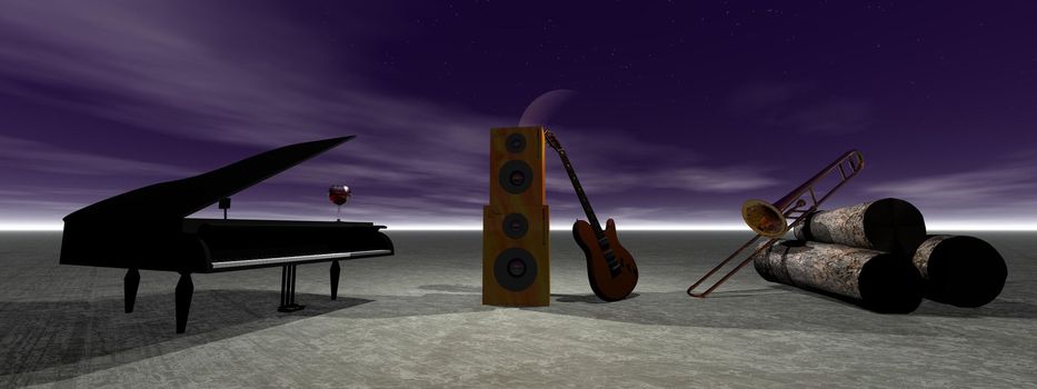 piano and guitar and sky