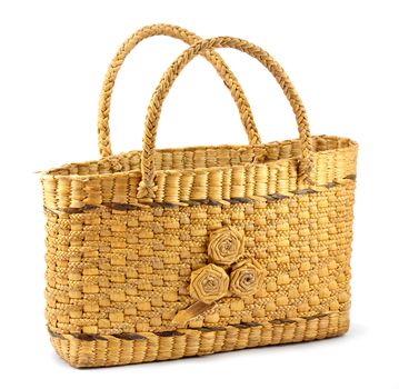 wicker bag isolated on white background