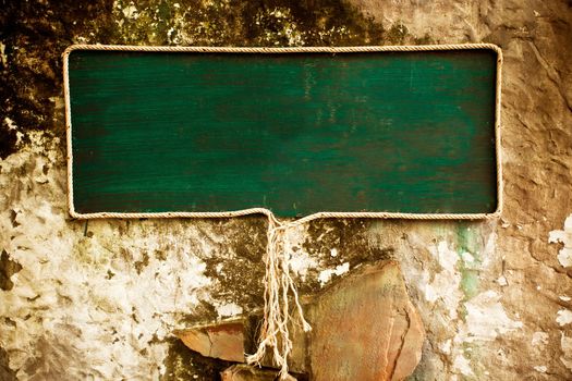 Signboard on  isolated on grunge wall background