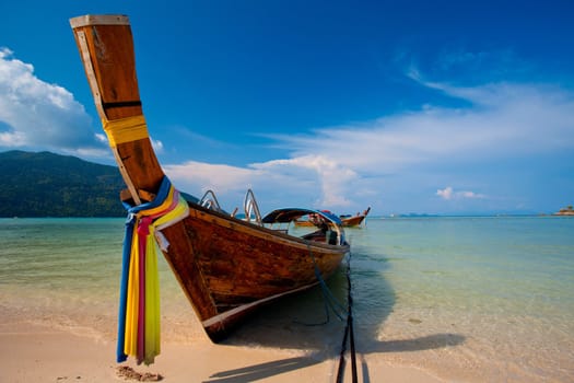 boats on the sea in Southern of Thailand