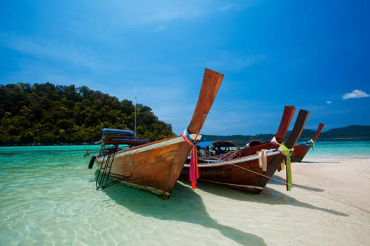 Boats on the sea in Southern of Thailand