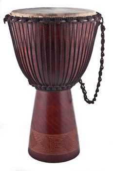 Close up of the djembe isolated on white background