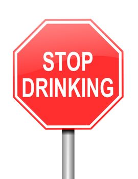 Illustration depicting red and white warning road sign with a alcohol consumption concept. White background.