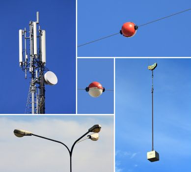 Collage of telecommunications electricity and building industries