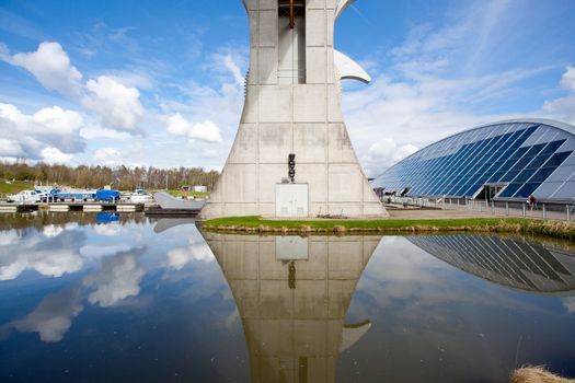 Close up Reflection of Falkirk Wheel, Scotland UK