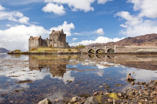 Reflection of Eilean Donan Castle, Highland Scotland.