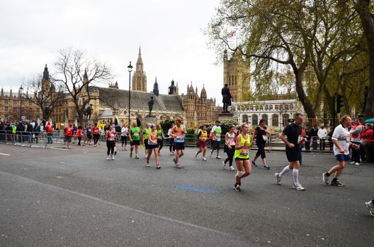 London - April 22: Runners Attending The Annual London Marathon London April 22nd, 2012 in London, England.