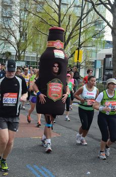 London - April 22: Fun Runners Attending The Annual London Marathon London April 22nd, 2012 in London, England.