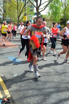 London - April 22: Fun Runners Attending The Annual London Marathon London April 22nd, 2012 in London, England.