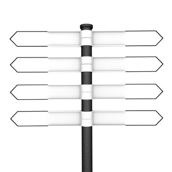 Directional post with eight blank pointers, four in each direction