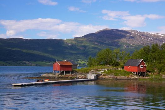 Typical norwegian fisherman's houses called "Rorbu"