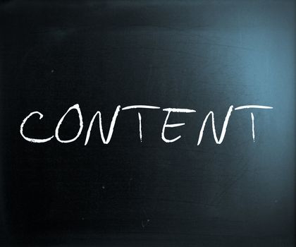 "Content" handwritten with white chalk on a blackboard.
