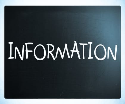 "Information" handwritten with white chalk on a blackboard