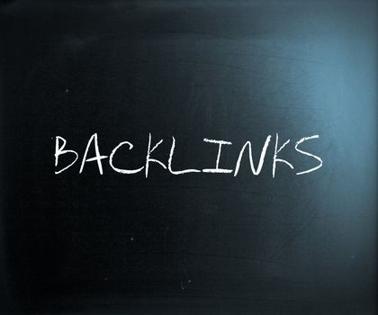 The word "Backlinks" handwritten with white chalk on a blackboard.